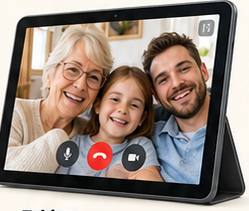 Tablet mit Videoanruf in der Familie