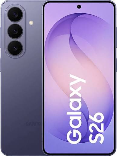 Samsung Galaxy S26 in Cobalt Violet, Vorder- und Rückansicht