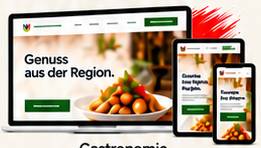 Designillustration einer Gastronomie-Website auf mehreren Geräten